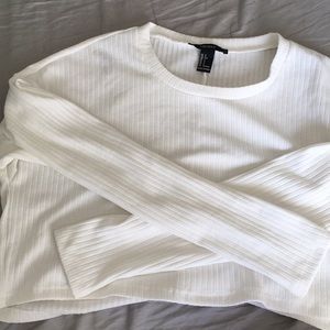 ribbed white long sleeve shirt